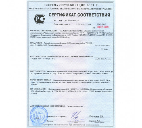 Нагревательный мат RIM Hot 230 Вт