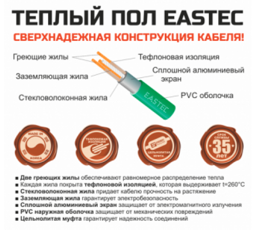 Нагревательный мат EASTEC ECM - 0,5 (0,5 кв.м.) Нагревательный мат EASTEC ECM - 0,5 (0,5 кв.м.)