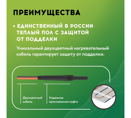 Нагревательный мат для теплого пола Русское тепло 4.0 м² 640 Вт Нагревательный мат для теплого пола Русское тепло 4.0 м² 640 Вт