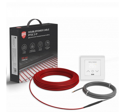 Кабель нагревательный Royal Thermo RTDC 2-17-1200 с терморегулятором RTS-16 Кабель нагревательный Royal Thermo RTDC 2-17-1200 с терморегулятором RTS-16